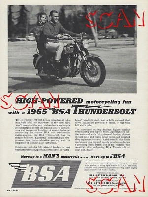 BSA Thunderbolt 1965 motocicleta anuncio impreso revista vintage anuncio 65 Foto 1 de 2