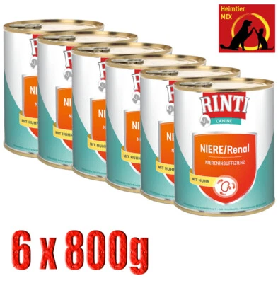 Rinti Canine Niere Renal Huhn 6x800g Diätfutter Unterstützung der Nierenfunktion - Bild 1 von 2