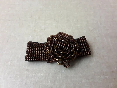 Amber Black Colored Beaded Elastic Flower Bracelet - Изображение 1 из 4