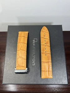 HAMILTON Jazzmaster H600326117 Light Brown Calf Watch Strap 22mm Folding Clasp - Picture 1 of 4