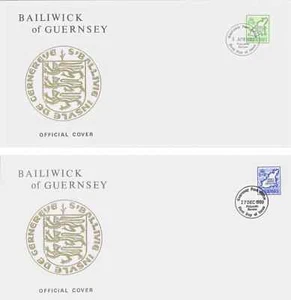 GUERNSEY 1989 Coil Stamps NVI MINIMUM POSTAGE PAID on 2 x Bailiwick Seal Covers - Picture 1 of 10