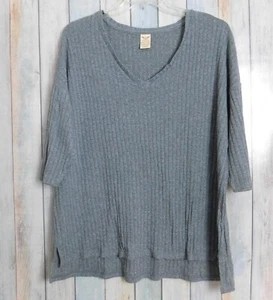Faded Glory Sweater 3X Gray V Neck Short Sleeve Ribbed Casual - Bild 1 von 7