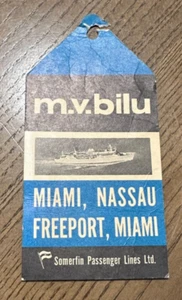 Swiss Cruise Lines M.V.Bilu Miami Nassau Freeport Somerfin Passagier Gepäckanhänger - Bild 1 von 4