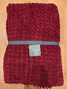 Restoration Hardware Heathered Braided Chenille Throw Blanket Garnet Red - Picture 1 of 4