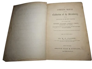 Antique 1856 Cultivation Of The Strawberry Complete Manual R.G. Pardee  - Picture 1 of 9