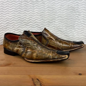 Robert Wayne Garage Mens Shoes Slip On Leather Loafers Square Toe Size 13 Brown - Picture 1 of 16