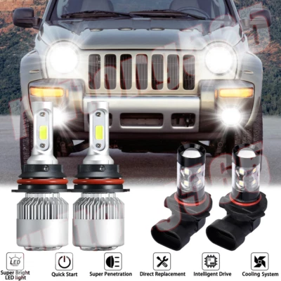 Para Jeep Liberty 2002-2006 2007 Faros LED Hi/Lo + Kit de luces antiniebla Foto 1 de 4