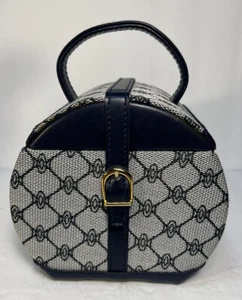 Joyero de viaje vintage azul organizador estuche con espejo, cierre a presión y asa - Imagen 1 de 15