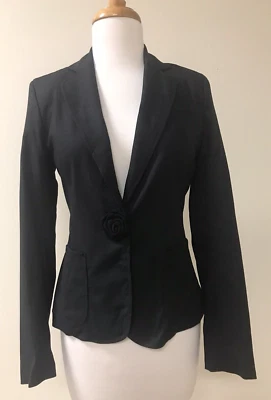 Chaqueta Blazer MARC By MARC JACOBS Negra Elastizada Mezcla de Algodón Elegante Talla 4 Usada en Excelente Condición Foto 1 de 4