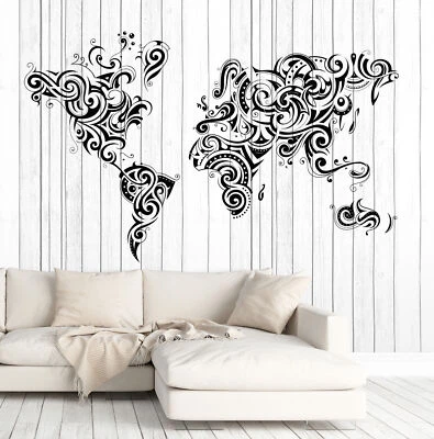 Vinyl Decal Wall Sticker Decorative World Map Ornament Decor (n750) - Image 1 of 3