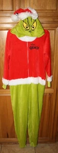 Dr Seuss THE GRINCH Who Stole Christmas Hooded PAJAMAS SUIT Adult Medium MINT - Picture 1 of 1