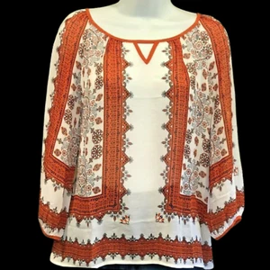 Sweet Wanderer Sheer Blouse Size Small Peasant Tunic Relaxed Fit Boho Top Shirt - Bild 1 von 12