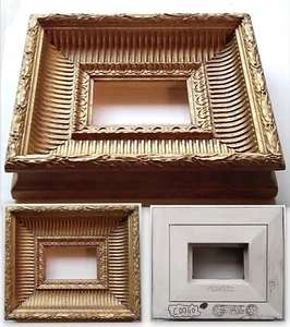 C0040 Luce 14,2x9,5 cm CORNICE BAROCCO DORATA ANTICATA FIRMATA medippolito - Foto 1 di 1