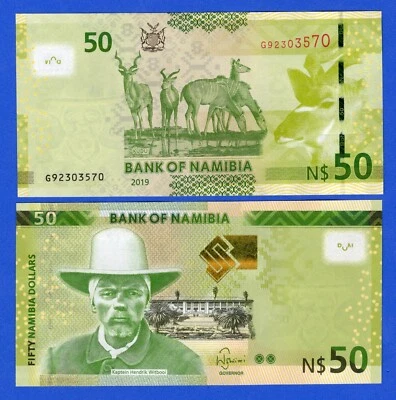 Namibia 50 Dollars 2019 P-13c UNC Note -  Captain Hendrik Witbooi / Kudus - Image 1 of 3