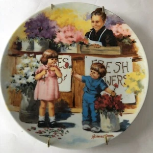 Edwin M Knowles Collector Plate Jeanne Down The Flower Arrangement 1986 Vintage - Picture 1 of 2