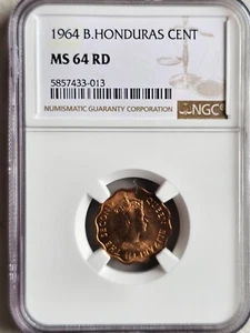 British Honduras 1 Cent 1964 NGC MS 64 RD - Picture 1 of 2