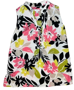 Charter Club Sleeveless Tank Top Blouse Sz 16W Bold & Bright Floral - Picture 1 of 12