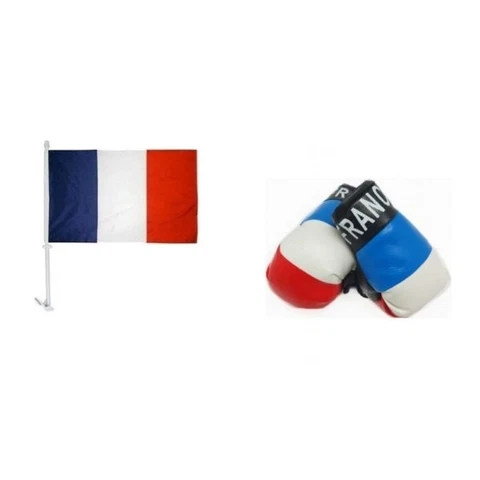FRANCE CAR FLAG & MINI BOXING GLOVES EURO/WORLD CUP Cover