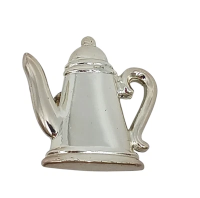 Tetera Hervidor Pinback Solapa Sombrero Prendedor Fiesta del Té Incrustación Diseño Brillante Tono Plateado De Colección Foto 1 de 4