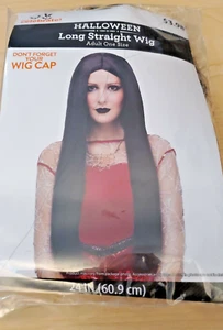 Halloween Kostüm Perücke - schwarz - gerade - 100% Polyester - neu im Karton  - Bild 1 von 2