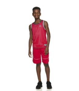 AND1 Youth Reversible Basketball Jersey and Shorts Set Red/Black or blue/black - Picture 1 of 29