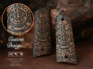 Colt 1911 & andere 1911er Nussbaumgriff aztekische Sonne - Bild 1 von 1