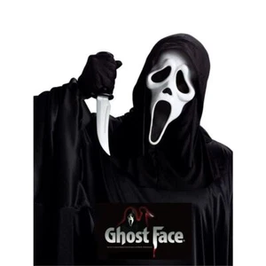 NUEVO Scream Ghost Cara Con Capucha Máscara con Cuchillo Juego de Disfraces de Halloween - Imagen 1 de 3