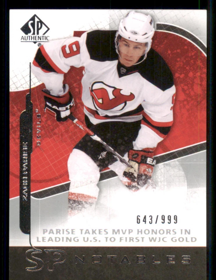 2008-09 SP Authentic #160 Zach Parise N /999 - Image 1 of 2
