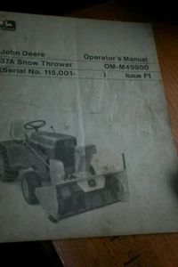 Lanzador de nieve JOHN DEERE 37A manual OM-M45900 edición F1 genuino - Imagen 1 de 4