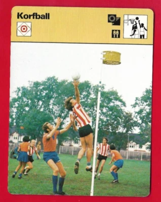 Tarjeta deportiva Sportscaster KORFBALL 1977, ("Baloncesto holandés") impresión de Japón #06-05 Foto 1 de 2