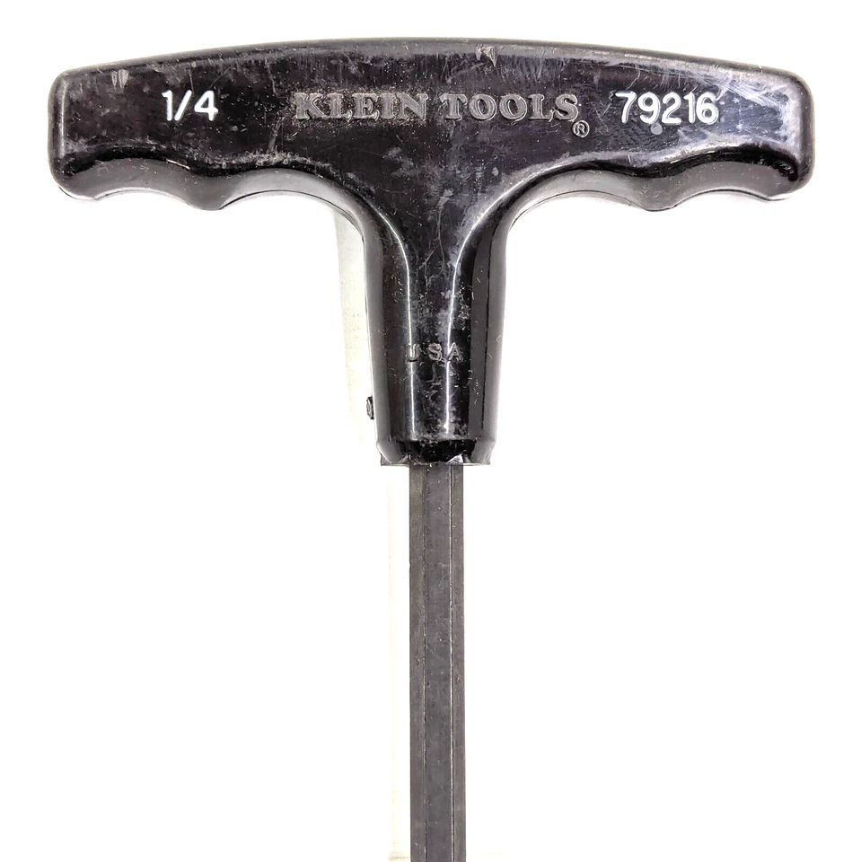 Klein Tools 1/4"x7 1/2" T-Handle Hex Key Blade 79216 Black 9" Made In The USA - Image 1 of 4