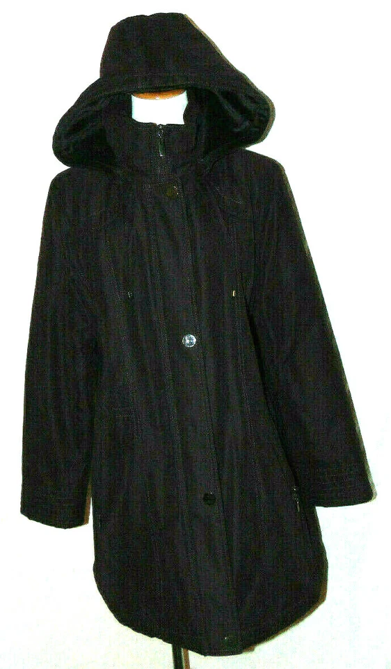 CROFT&BARROW WOMEN POLYESTER NYLON COAT POLYESTER BLEND PARKA HOOD SUEDE COAT~L - Imagem 1 de 4