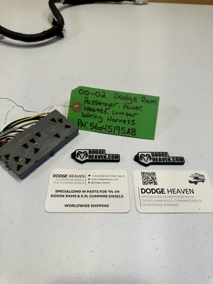 Dodge Ram Passenger 2000-02 con arnés de cableado de asiento lumbar térmico eléctrico 56045195AB Foto 1 de 4
