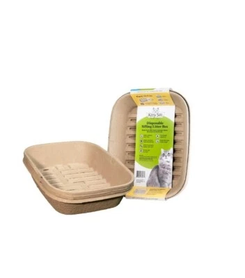 BIO DISPOSABLE LITTER TRAY CAT PET BOX LIQUID PROOF ODORLESS 3 IN PACK EcoPetBox