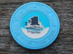 The Fun Ships Moneta da $1 Casino Poker Chip Carnevale Crociere Linee - Foto 1 di 2