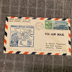 First Flight Air Mail Cover (A.M. 73)-(Cortez Colorado 1949 cancellation) - Picture 1 of 5