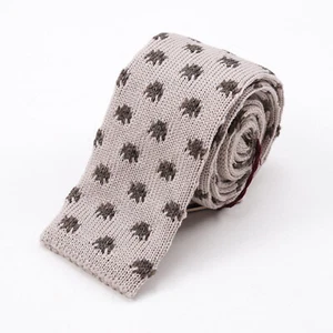 RODA Ivory and Brown Jacquard Patterned Knit Wool and Alpaca Tie NWT - Picture 1 of 4