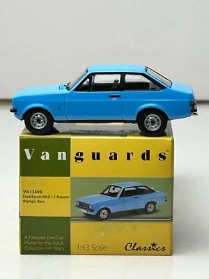 Vanguards 1:43 Scale Diecast Ford Escort MKII Popular, Olympic Blue - Image 1 of 4
