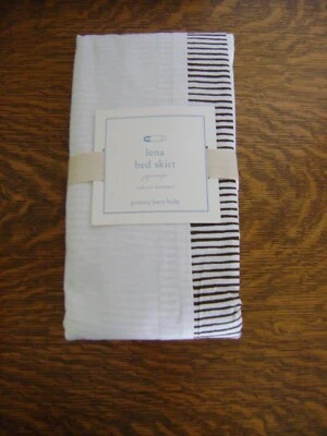 Falda Cuna Pottery Barn Niños Lena Ondulada Rayas Marrón Con Borde Rosa ~ NUEVA Foto 1 de 3