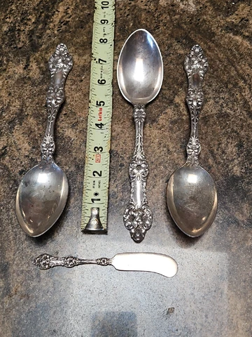 Set -3 1905 ALVIN ORANGE BLOSSOM Sterling Service Spoons & Butter Spreader 252g Cover
