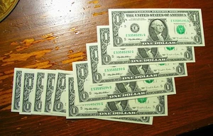 Ten 1995 $1 Federal Reserve Notes Consecutive CU - Picture 1 of 1