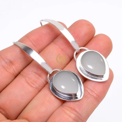 White Coral Gemstone Earring 925 Sterling Silver Handmade Jewelry For Friend - Image 1 of 4