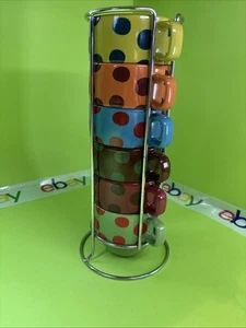 Juego de tazas apilables multicolores World Market con soporte cromado de 6/8 oz - Imagen 1 de 7