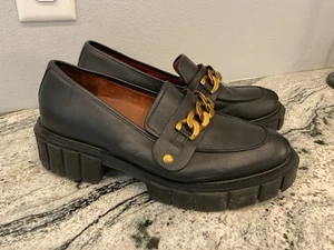 Vionic Mizelle Loafer Shoe Womens 9. 5 Black Gold Leather Bit Chain Comfort - Picture 1 of 10