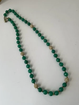 Vintage Kate Spade Necklace- Green Faceted Beads- Gold Tone- Signed - Image 1 of 4
