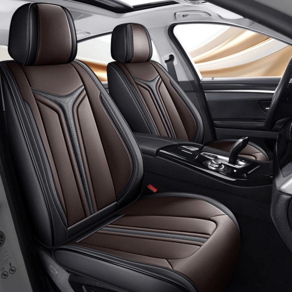 For TOYOTA Car Seat Cover Full Set 5 Seat Leather Front Rear Protector Cushion - Image 1 of 4