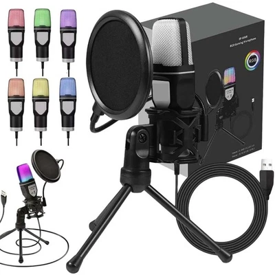 USB Mikrofon Nierencharakteristik Kondensator Computer PC Mikrofon mit Ständer - Bild 1 von 4