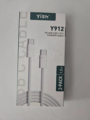 2 Pack - 60W USB C Charger Cable Type C to Type C - 3.3 ft Nylon Braid Cord - Image 1 of 4