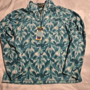 Eddie Bauer Polarfleecejacke Damen Medium türkis 1/4-Reißverschluss neu mit Etikett UVP 70 $ - Bild 1 von 8