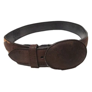Youth Leather Cowboy Belt Size 22 Western Two Tone Brown Mexico Buckle Boys  - Picture 1 of 13